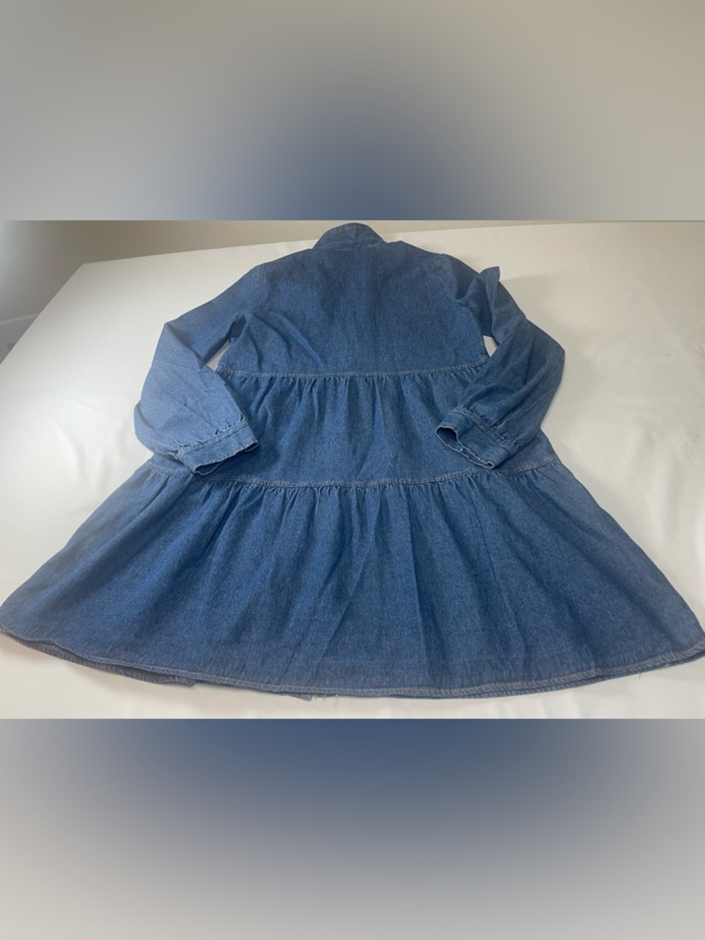 Zara Blue Denim Button-Down Tiered Mini Dress - Picture 4 of 10